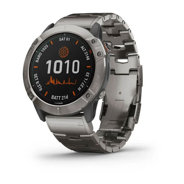 Garmin Fenix 6X Pro Solar Titanium with Vented Titanium Bracelet 
