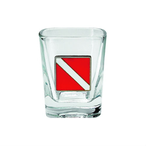 Shot Glass Pewter Enameled Dive Flag 