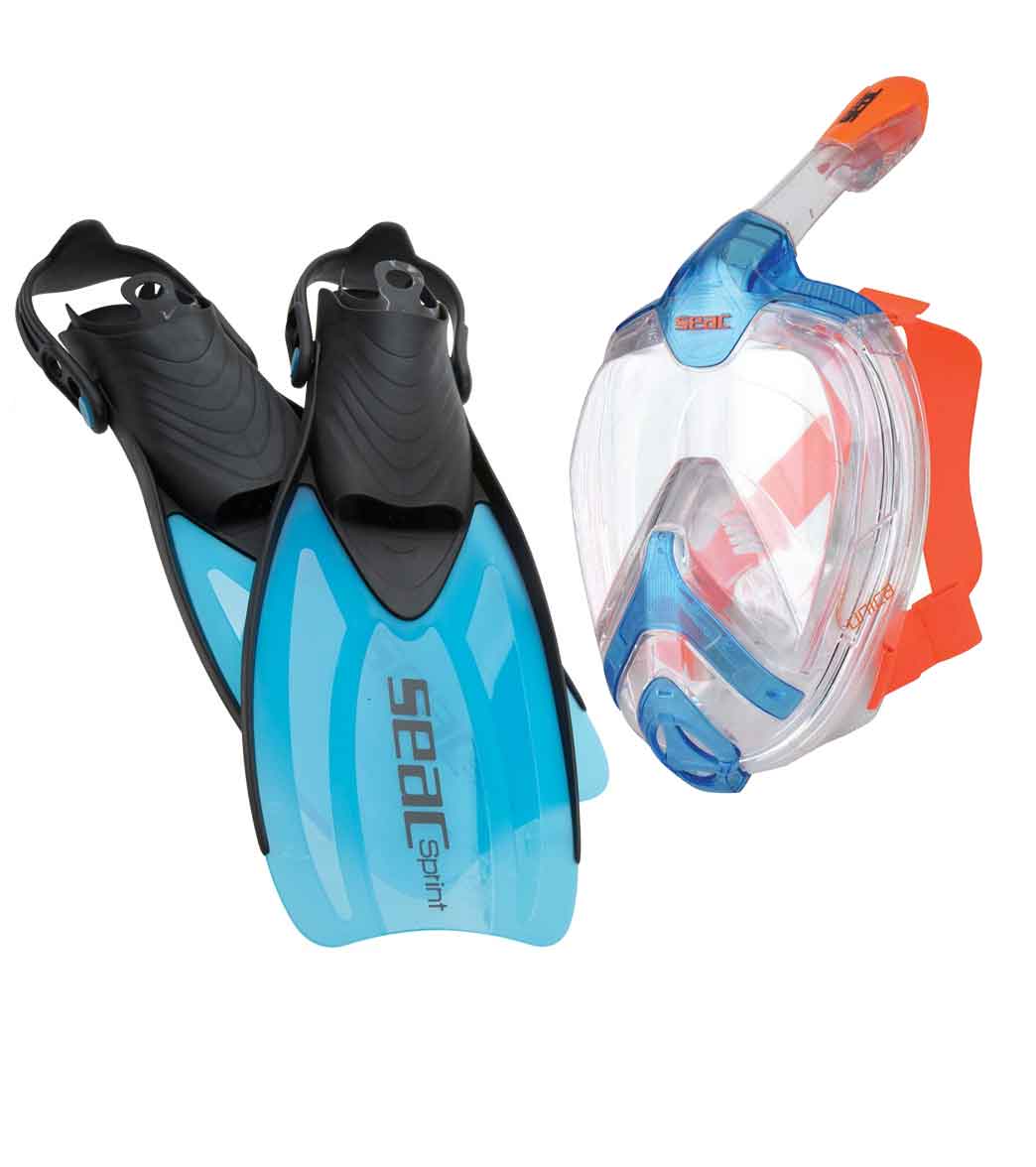 Seac Unica Full Face Snorkeling Mask Size Small Blue/orange for sale online 